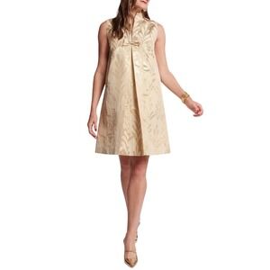 Frances Valentine Tabitha Mini Dress Royal Palm Jacquard Champagne Gold  Medium